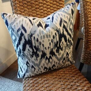 Callisto Home Ikat Decorative Throw Pillow Navy Gray Cushion Boho Accent Down